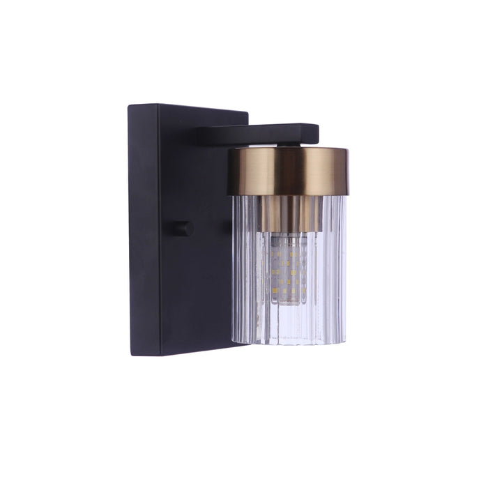 Bond Street 1 Light Wall Sconce in Flat Black/Satin Brass