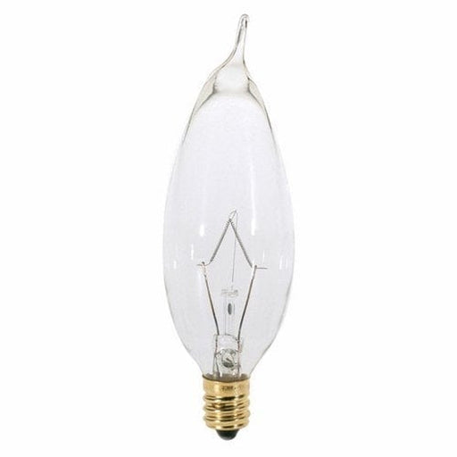 Satco 25 Watt CA8 Incandescent - Clear  - 210 Lumens - Candelabra base - 130 Volt - 25 Pack A3674-25