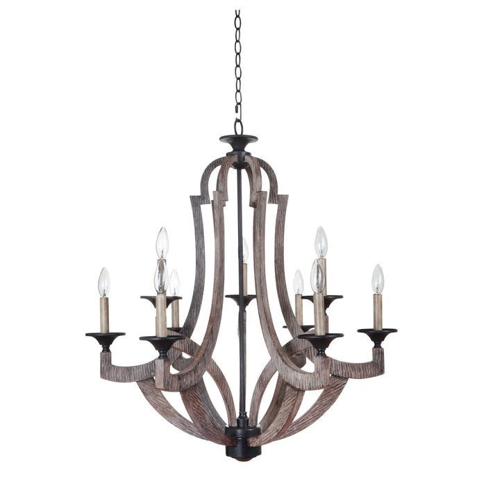 Winton 9 Light Chandelier in Weathered Pine/Bronze