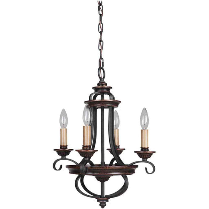 Stafford 4 Light Chandelier in Aged Bronze/Textured Black