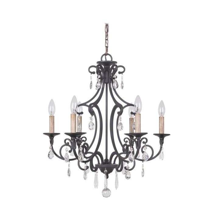 Bentley 6 Light Chandelier in Matte Black