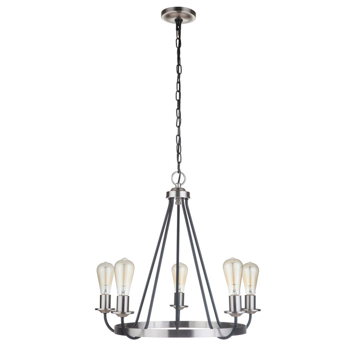 Randolph 5 Light Chandelier in Flat Black/Brushed Polished Nickel