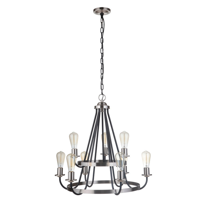 Randolph 9 Light Chandelier in Flat Black/Brushed Polished Nickel