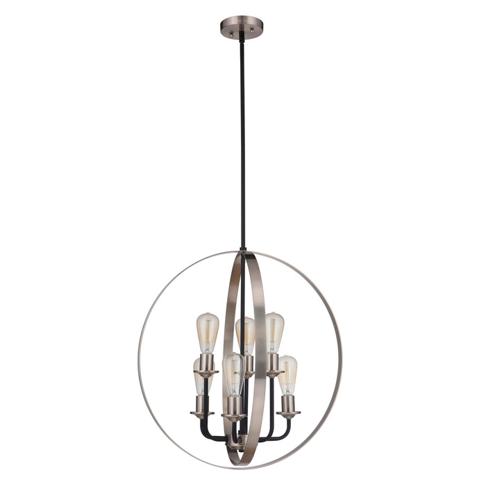 Randolph 6 Light Foyer in Flat Black/Brushed Polished Nickel