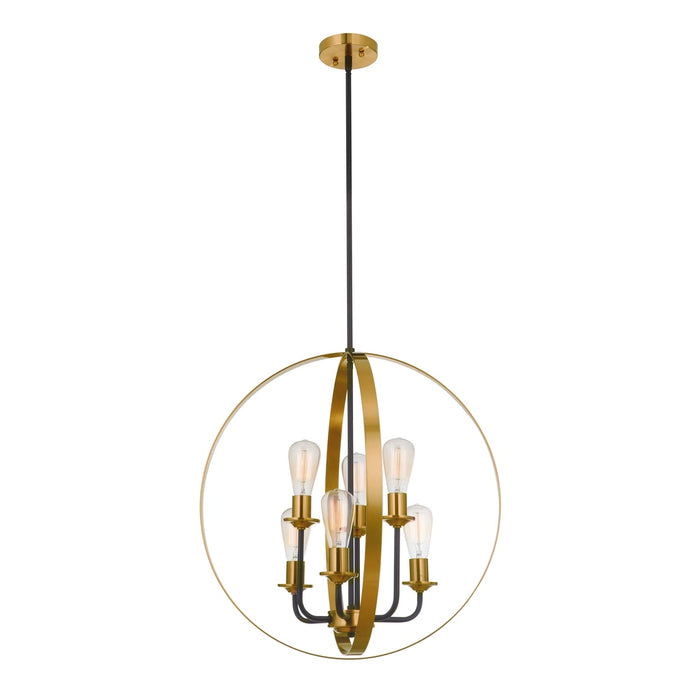 Randolph 6 Light Foyer in Flat Black/Satin Brass