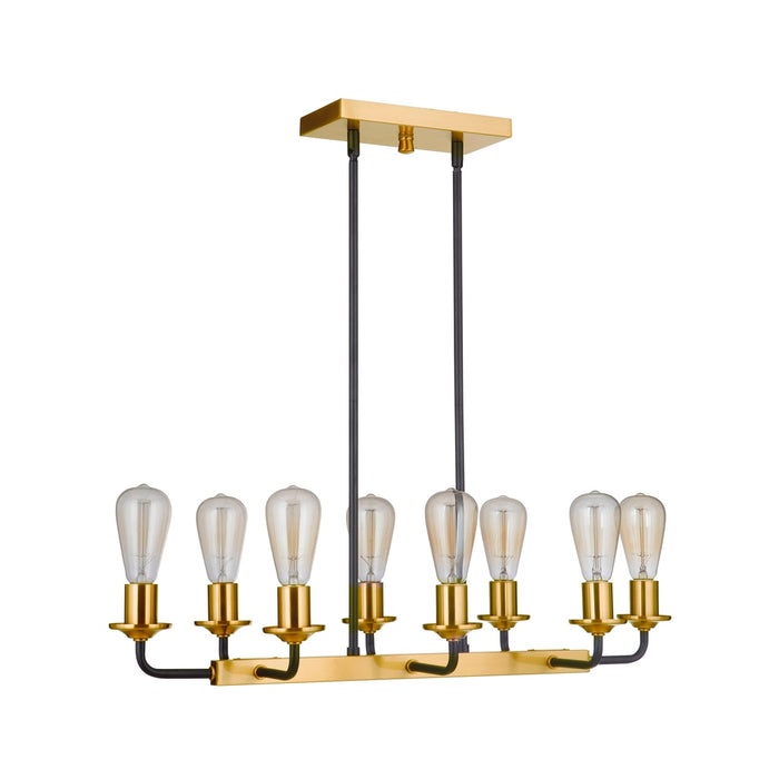 Randolph 8 Light Island in Flat Black/Satin Brass