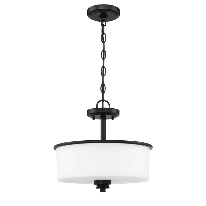 Bolden 2 Light Convertible Semi Flush in Flat Black (White Glass)