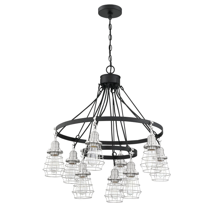 Thatcher 9 Light Chandelier in Flat Black/Brushed Polished Nickel