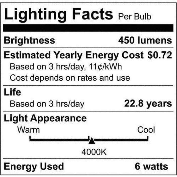 Satco 6 Watt - G25 Globe LED - 4000K - Medium base - 120 Volt - 6 Pack S9202-6