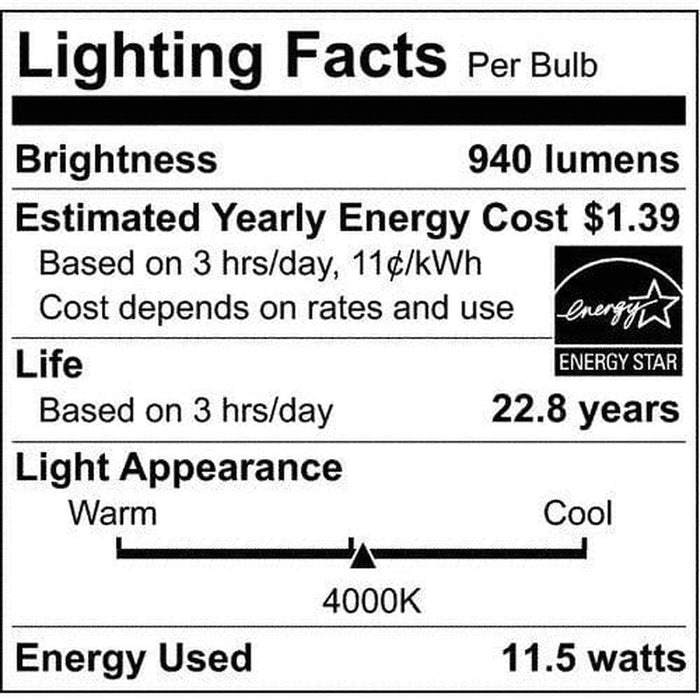 Satco 11.5 Watt - LED BR40 - 4000K - 103 deg. Beam Angle - Medium base - 120 Volt - dimmable - 6 Pack S9636-6