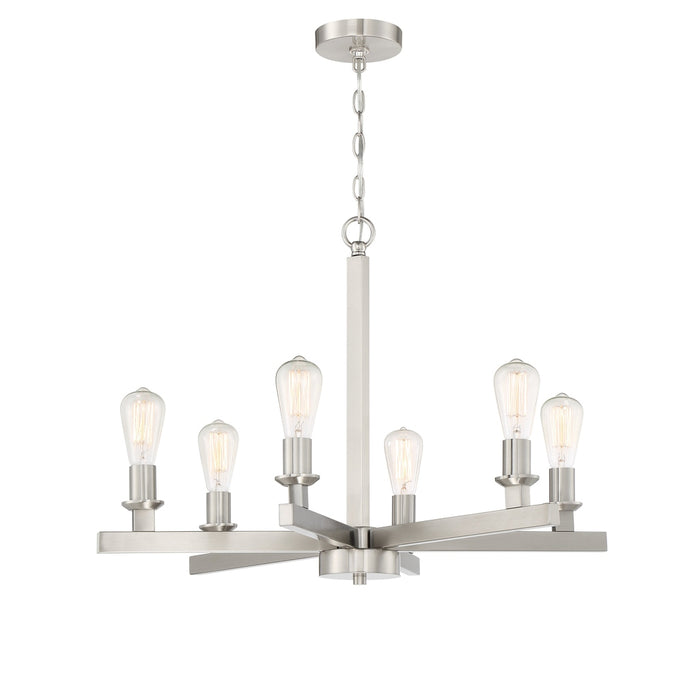 Chicago 6 Light Chandelier in Brushed Polished Nickel