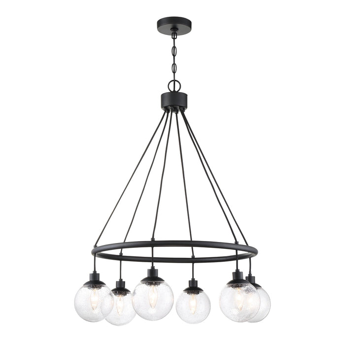 Que 6 Light Chandelier in Flat Black