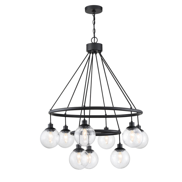 Que 9 Light Chandelier in Flat Black