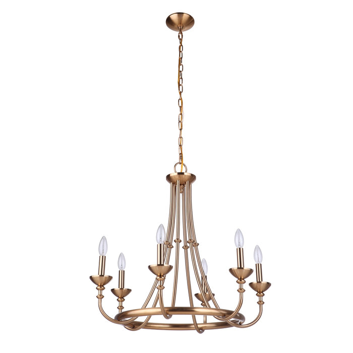 Craftmade Marlowe 6 Light Chandelier in Satin Brass