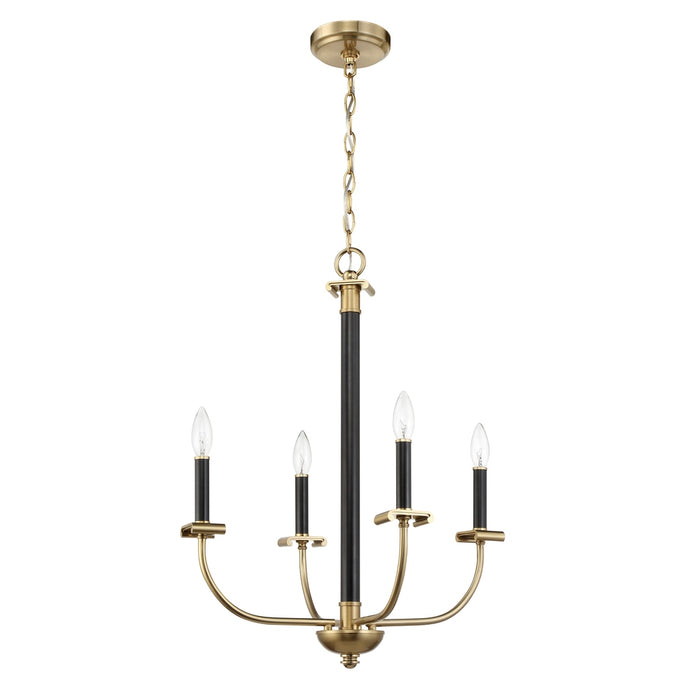 Stanza 4 Light Chandelier in Flat Black/Satin Brass