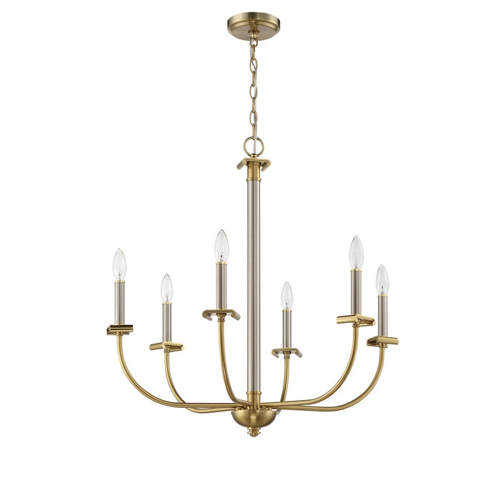 Stanza 6 Light Chandelier in Brushed Polished Nickel/Satin Brass