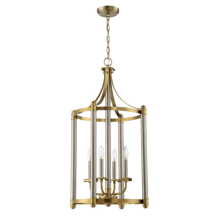 Stanza 4 Light Foyer in Brushed Polished Nickel/Satin Brass