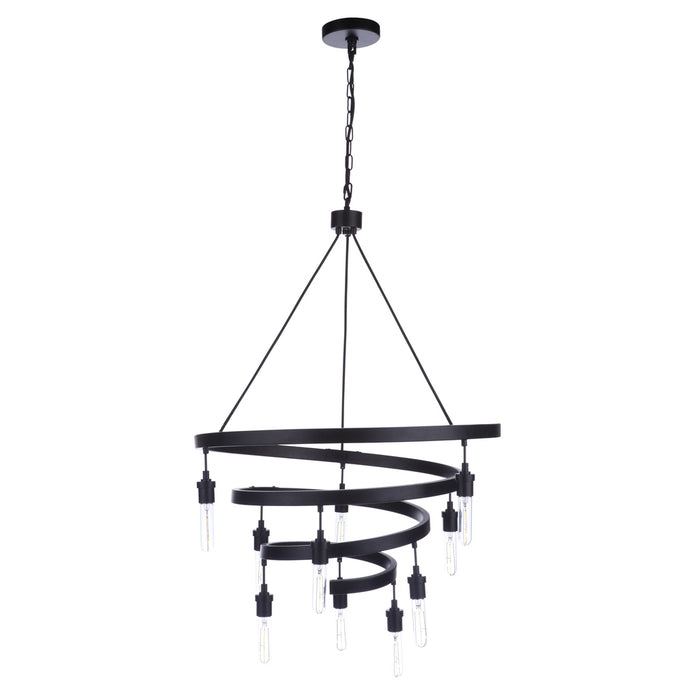 Tranquil 10 Light Chandelier in Flat Black