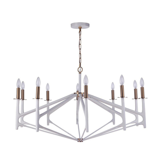 The Reserve 10 Light Chandelier in Matte White/Satin Brass