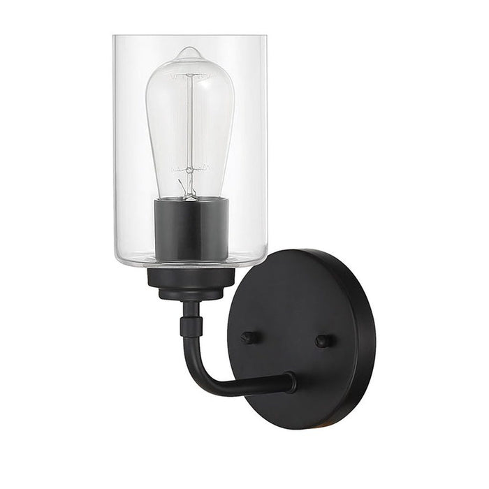 Stowe 1 Light Wall Sconce in Flat Black