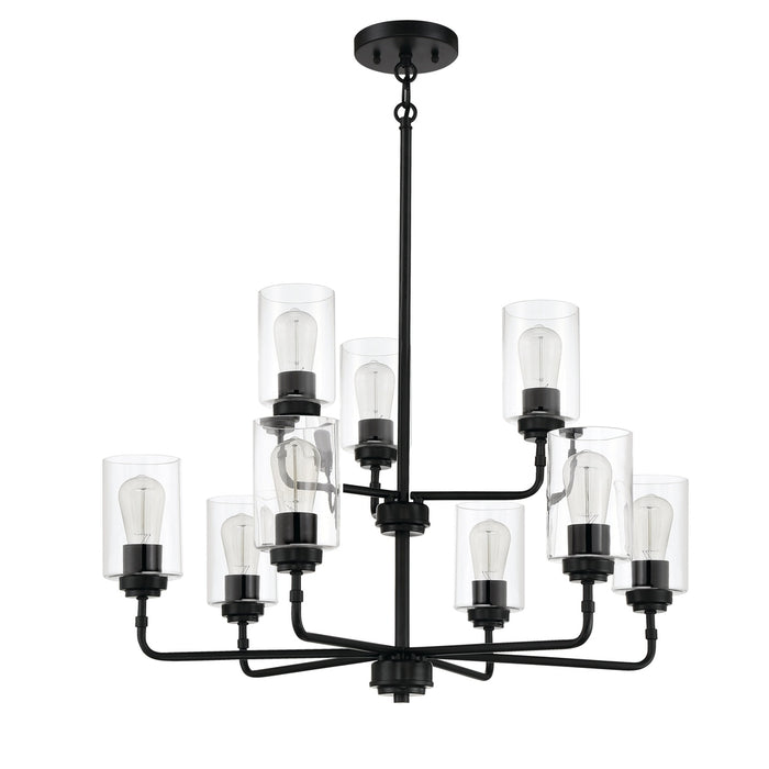 Stowe 9 Light Chandelier in Flat Black