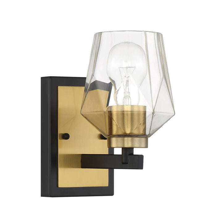 Avante Grand 1 Light Sconce in Flat Black/Satin Brass