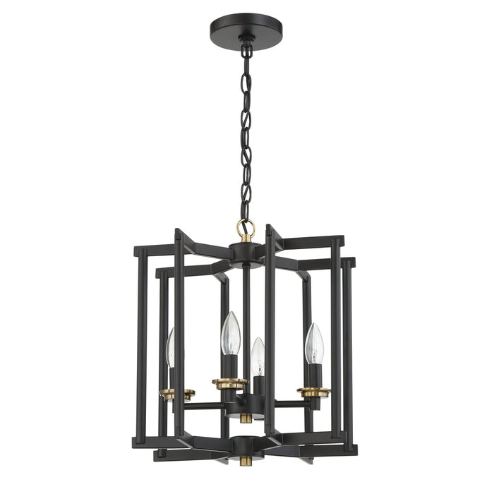 Avante Grand 4 Light Cage Foyer in Flat Black/Satin Brass