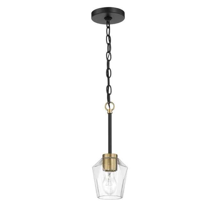 Avante Grand 1 Light Mini Pendant in Flat Black/Satin Brass