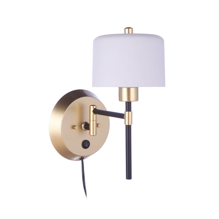 Wentworth 1 Light Portable Swing Arm Sconce in Flat Black/Sunset Gold