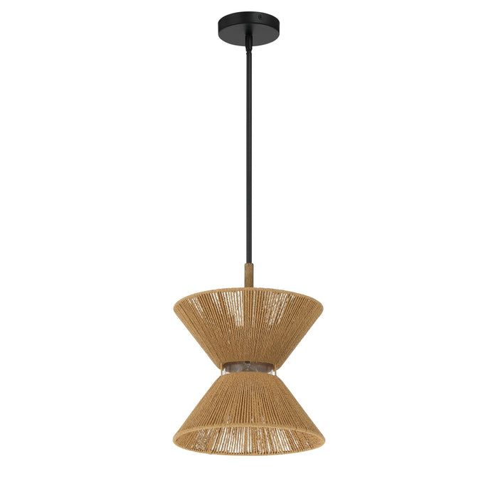 Serena 1 Light Pendant in Flat Black/Walnut