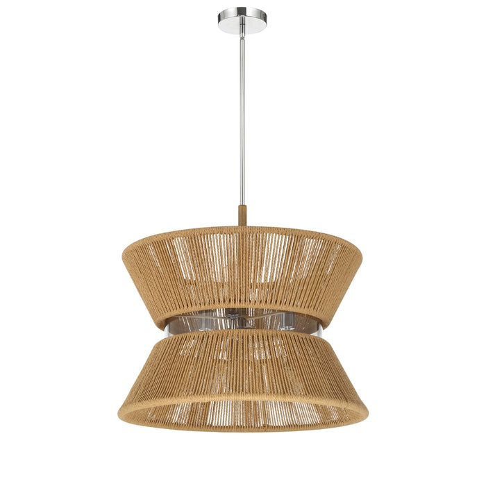 Serena 6 Light Pendant in Chrome/Walnut