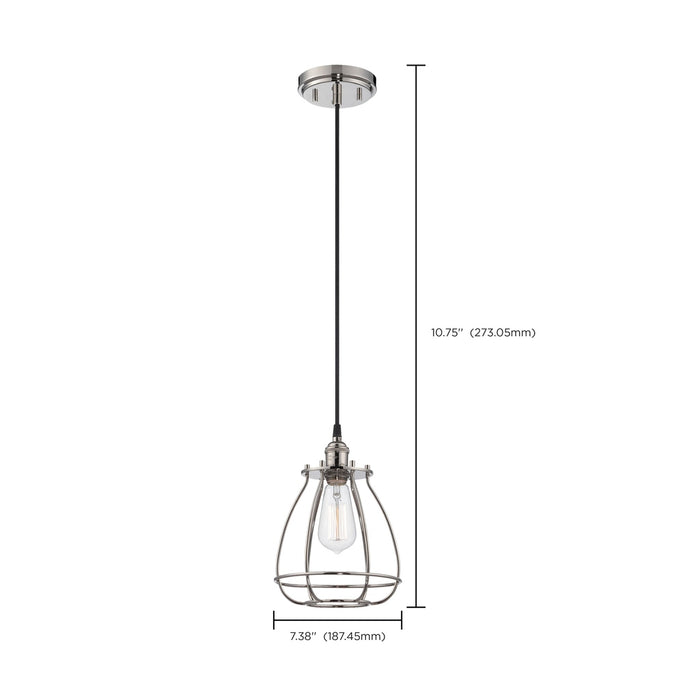 Vintage - 1 Light - Caged Pendant - Vintage Lamp Included