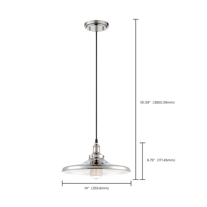 Vintage - 1 Light - Pendant with Matching Shade - Vintage Lamp Included