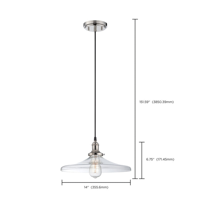 Vintage - 1 Light - Pendant with Clear Glass - Vintage Lamp Included