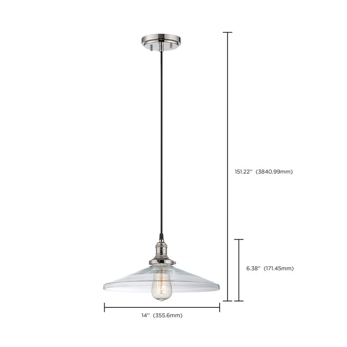 Vintage - 1 Light - Pendant with Clear Glass - Vintage Lamp Included