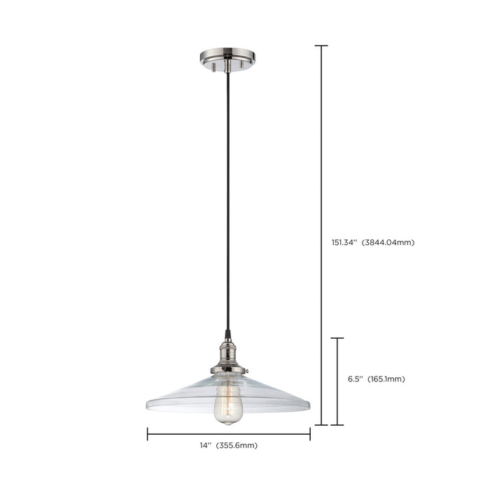 Vintage - 1 Light - Pendant with Matching Shade - Vintage Lamp Included