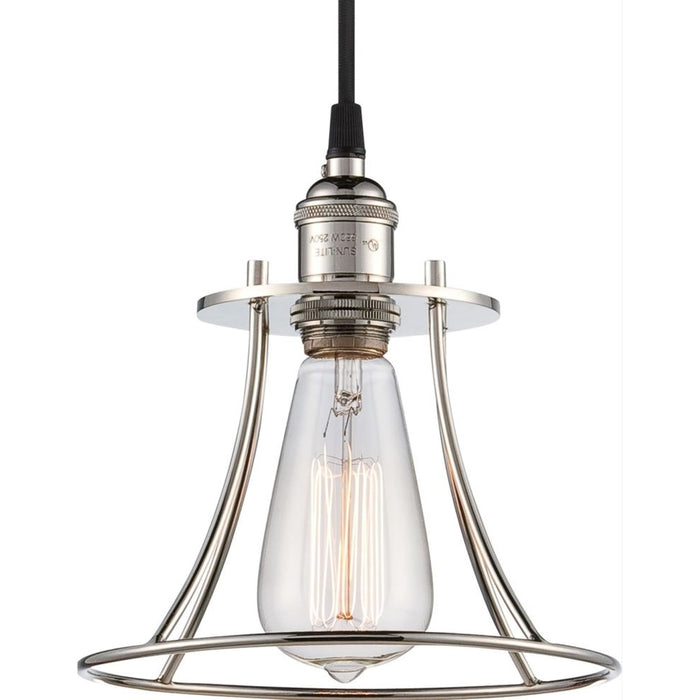 Vintage - 1 Light - Caged Pendant - Vintage Lamp Included