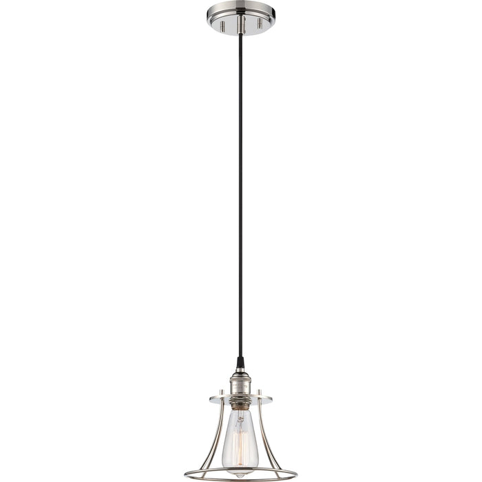 Vintage - 1 Light - Caged Pendant - Vintage Lamp Included