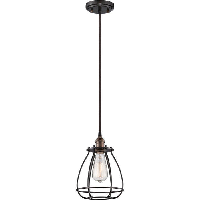 Vintage - 1 Light - Caged Pendant - Vintage Lamp Included