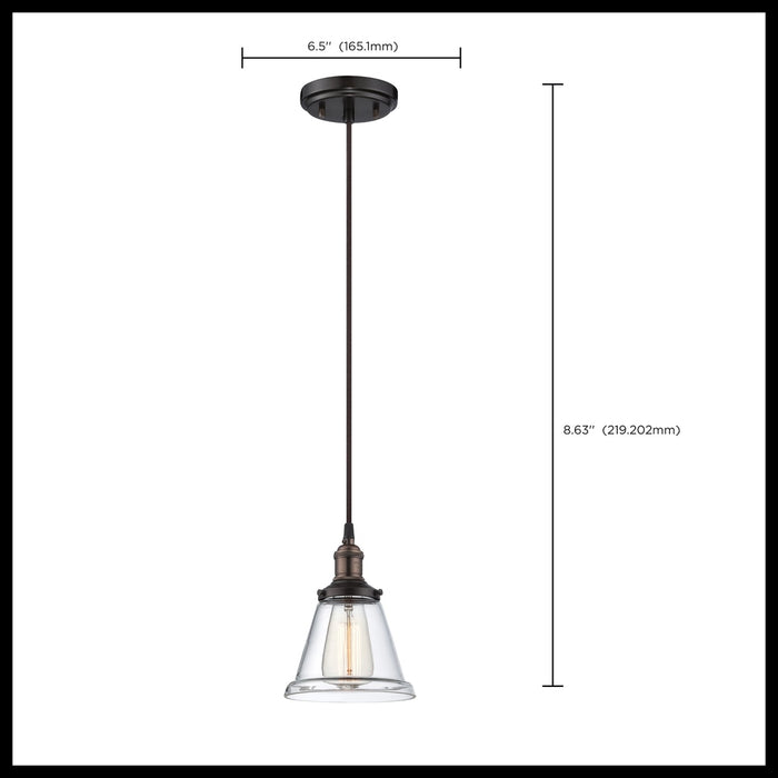 Vintage - 1 Light - Pendant with Clear Glass - Vintage Lamp Included