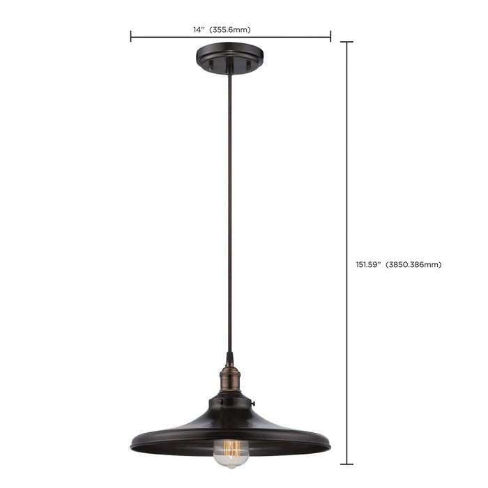 Vintage - 1 Light - Pendant with Matching Shade - Vintage Lamp Included