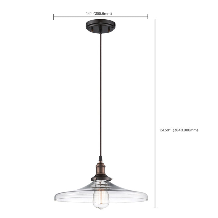 Vintage - 1 Light - Pendant with Clear Glass - Vintage Lamp Included
