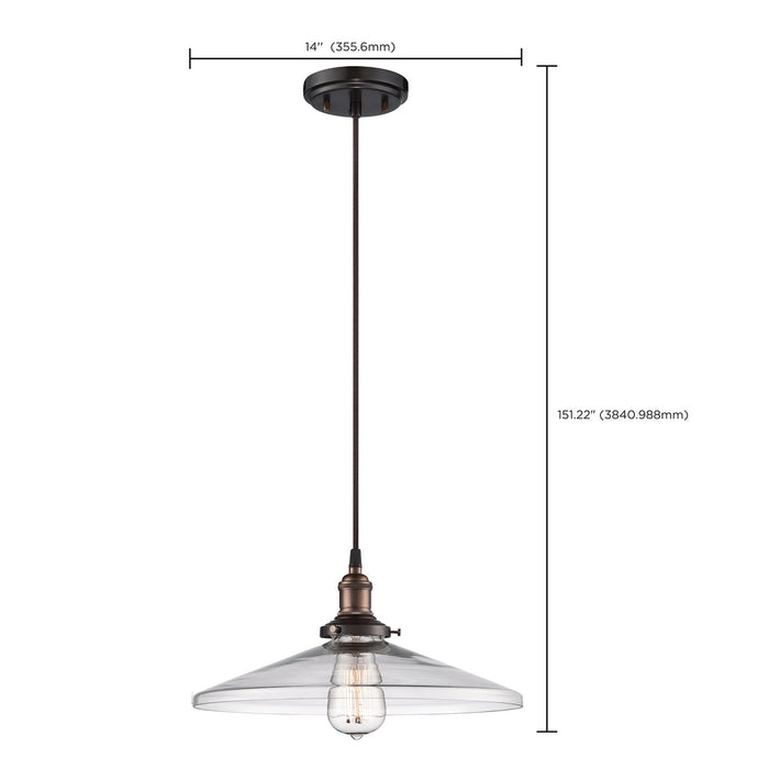 Vintage - 1 Light - Pendant with Clear Glass - Vintage Lamp Included