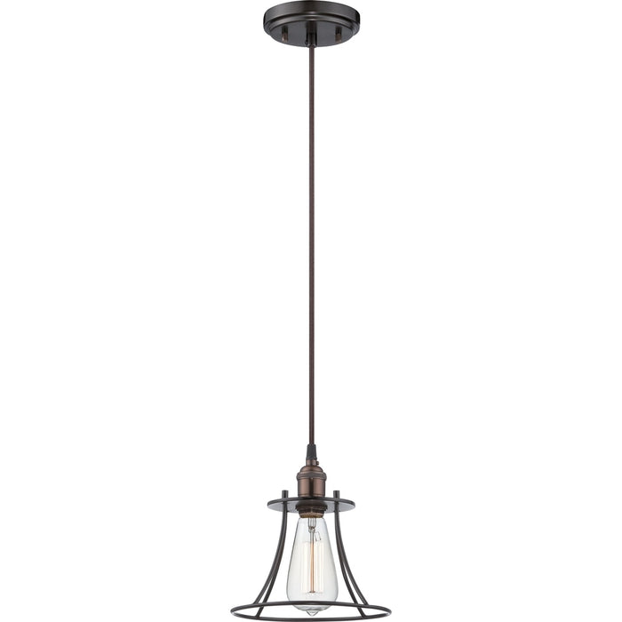 Vintage - 1 Light - Caged Pendant - Vintage Lamp Included