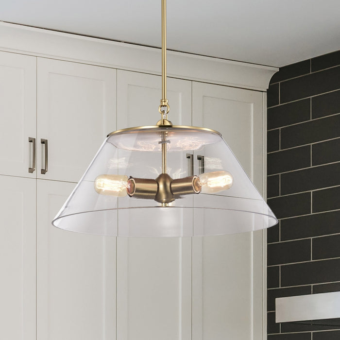 GLASS DOVER 3 LIGHT LARGE PENDANT