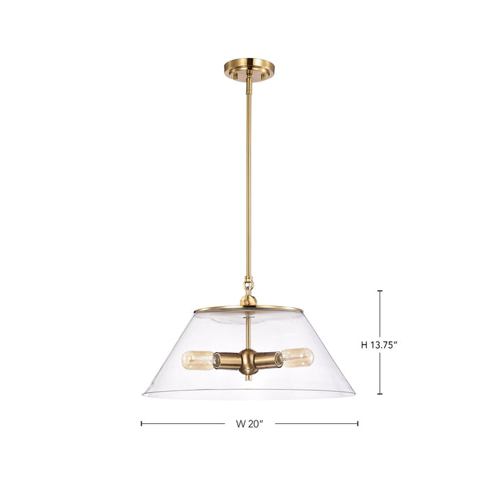 GLASS DOVER 3 LIGHT LARGE PENDANT