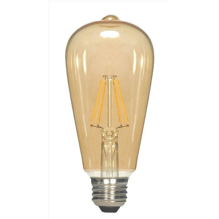 Satco 2.5 Watt ST19 LED - Transparent Amber - Medium base - 2000K - 220 Lumens - 120 Volt - 6 Pack S9577-6