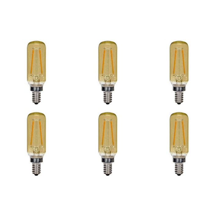 2.5W T6 LED - Amber - Candelabra base - 2000K - 150 Lumens - 120V - 6-Pack