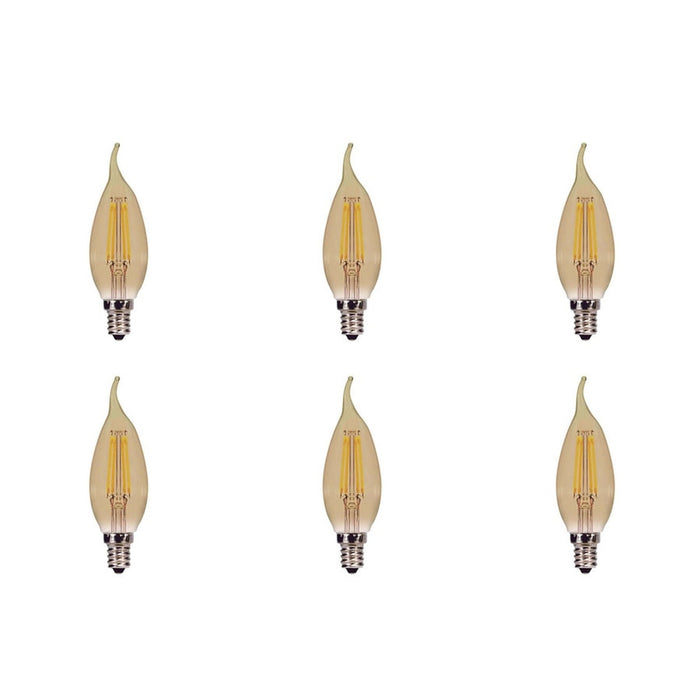 3.5W Flame CFA LED - Amber - Candelabra base - 2000K - 300 Lumens - 120V - 6PK