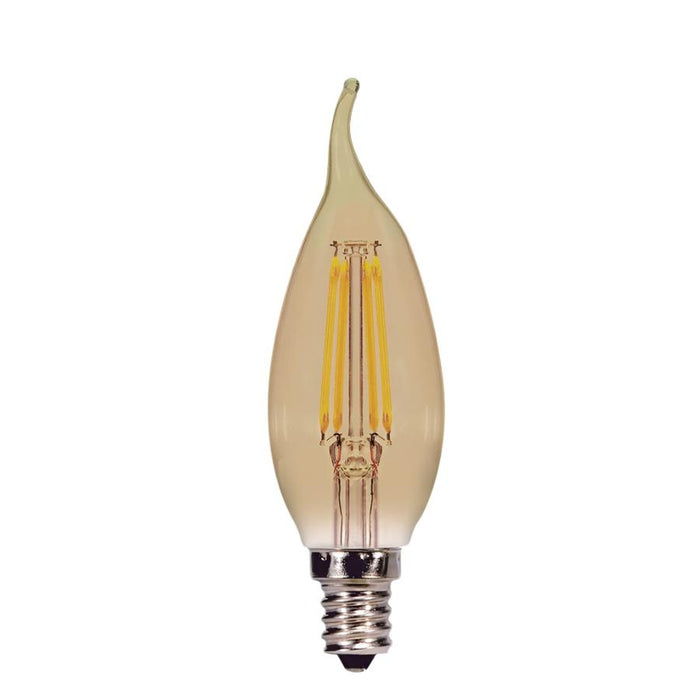 Satco 3.5 Watt Flame CFA LED - Amber - Candelabra base - 2000K - 300 Lumens - 120 Volt - 6 Pack S9987-6